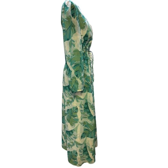 Soft Surroundings Tropical Leaf Print Long Maxi Dress M - Picture 3 of 5